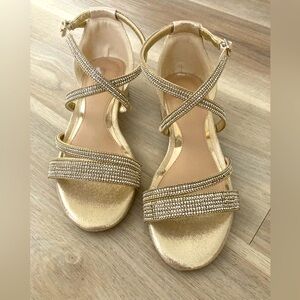 Girls Gold Copper Key Special Occasion Sandals